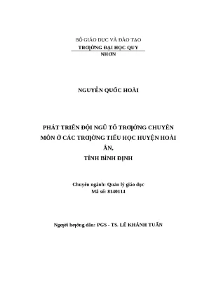 0627 phát triển đội ngũ tổ trưởng chuyên môn ở các trường tiểu học huyện hoài ân tỉnh bình định luận văn tốt nghiệp