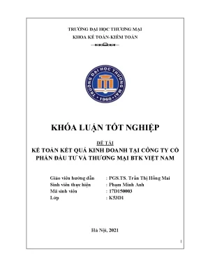 Khóa luận tốt nghiệp kế toán kết quả kinh doanh tại công ty cổ phần đầu tư và thương mại btk việt nam