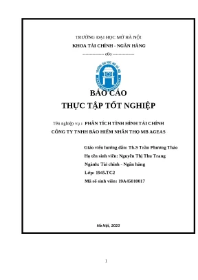 Luận văn phân tích tình hình tài chính công ty tnhh bảo hiểm nhân thọ mb ageas