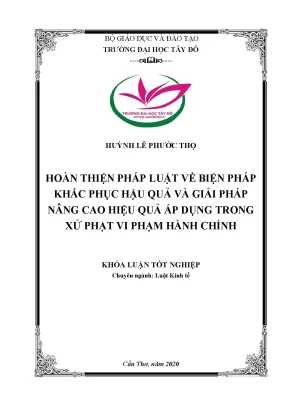 Hoàn thiện pháp luật về biện pháp khắc phục hậu quả và giải pháp nâng cao hiệu quả áp dụng trong xử phạt vi phạm hành chính