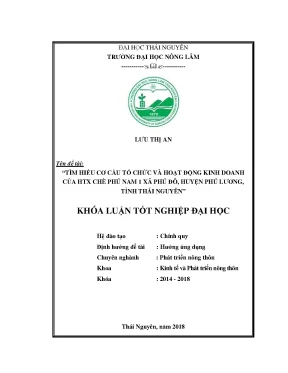 Khóa luận tốt nghiệp tìm hiểu cơ cấu tổ chức và hoạt động kinh doanh của hợp tác xã chè phú nam 1 xã phú đô huyện phú lương tỉnh thái nguyên