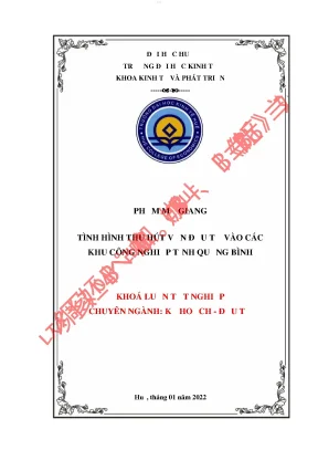 Tình hình thu hút vốn đầu tư vàocác kcn tỉnh quảng bình
