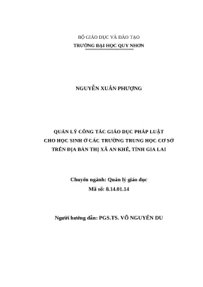 0518 quản lý công tác giáo dục pháp luật cho học sinh ở các trường trung học cơ sở trên địa bàn thị xã an khê tỉnh gia lai luận văn tốt nghiệp