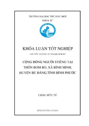 Khóa luận tốt nghiệp cộng đồng người stiêng tại thôn bom bo xã bình minh huyện bù đăng tỉnh bình phước