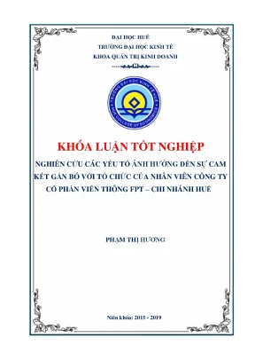 Nghiên cứu các yếu tố ảnh hưởng đến sự cam kết gắn bó với tổ chức của nhân viên công ty cổ phần viễn thông fpt