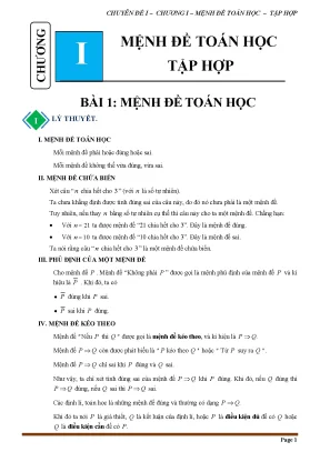 Chuyên đề mệnh đề toán học và tập hợp toán 10 cánh diều