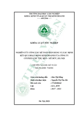 Nghiên cứu công tác kế toán bán hàng và xác định kết quả hoạt động kinh doanh của công ty cổ phần chú thụ béo mỹ đức hà nội
