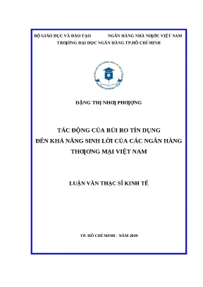 Luận văn thạc sỹ tác động của rui ro tín dụng đến khả năng sinh lời của các ngân hàng thương mại việt nam