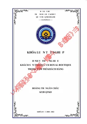 Định vị thương hiệu khách sạn thanh lịch royal boutique trong tâm trí khách hàng