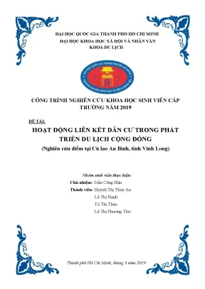 Hoạt động liên kết dân cư trong phát triển du lịch cộng đồng tại cù lao an bình tỉnh vĩnh long công trình nghiên cứu khoa học sinh viên giải ba cấp trường