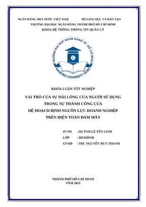16 vai trò của sự hài lòng của người sử dụng trong sự thành công của hệ hoạch định nguồn lực doanh nghiệp trên điện toán đám mây khóa luận đại học chuyên ngành hệ thống thông tin quản lý 2023