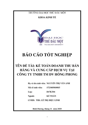 Kế toán doanh thu bán hàng và cung cấp dịch vụ tại công ty tnhh hồng phong