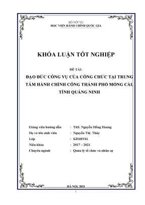 Đạo đức công vụ của công chức tại trung tâm hành chính công thành phố móng cái tỉnh quảng ninh