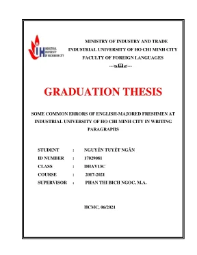 Some common errors of english majored freshmen at industrial university of ho chi minh city in writing paragraphs graduation thesis faculty of foreign languages