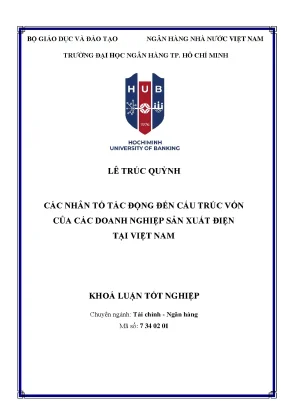 Các nhân tố tác động đến cấu trúc vốn của các doanh nghiệp sản xuất điện tại việt nam