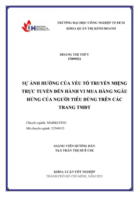 Sự ảnh hưởng của yếu tố truyền miệng trực tuyến đến hành vi mua hàng ngẫu hứng của người tiêu dùng trên các trang thương mại điện tử