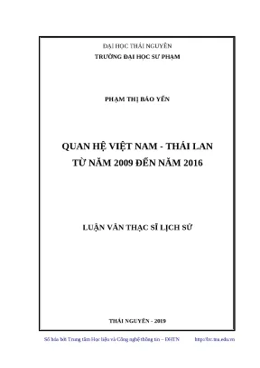 Luận văn thạc sĩ lịch sử quan hệ việt nam thái lan từ năm 2009 đến năm 2016