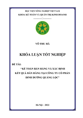 Kế toán bán hàng và xác định kết quả bán hàng tại công ty cổ phần dinh dưỡng quảng lộc