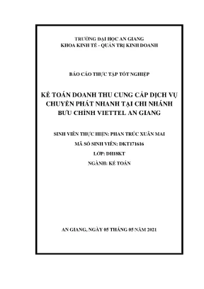 Kế toán doanh thu cung cấp dịch vụ chuyển phát nhanh tại chi nhánh bưu chính viettel an giang