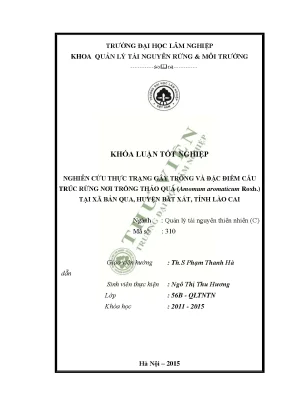 Nghiên cứu thực trạng gây trồng và đặc điểm cấu trúc rừng nơi trồng thảo quả amomum aromaticum roxb tại xã bản qua huyện bát xát tỉnh lào cai