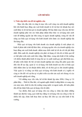 Luận văn thạc sĩ nâng cao hiệu quả sử dụng vốn kinh doanh tại công ty cổ phần máy thiết bị dầu khí