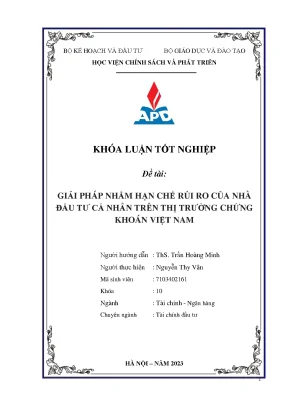 Khoá luận tốt nghiệp chuyên ngành tài chính đầu tư giải pháp nhằm hạn chế rủi ro của nhà đầu tư cá nhân trên thị trường chứng khoán việt nam