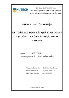 Khóa luận tốt nghiệp kế toán xác định kết quả kinh doanh tại công ty cổ phần dược phẩm anh đức