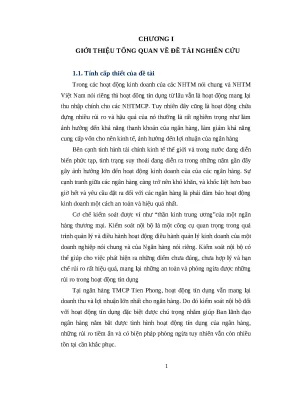 Luận văn thạc sĩ nghiên cứu về kiểm soát nội bộ đối với hoạt động tín dụng tại nh thương mại cổ phần tiên phong