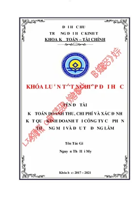 Kế toán doanh thu chi phí và xác định kết quả kinh doanh tại công ty cổ phần thương mại và đầu tư đồng lâm