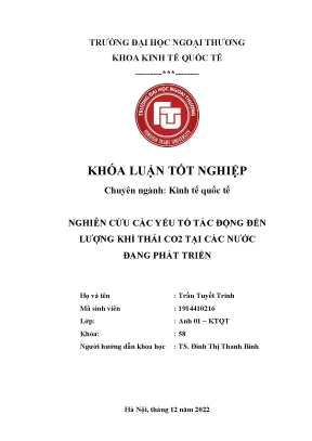 Nghiên cứu các yếu tố tác động đến lượng khí thải co2 tại các nước đang phát triển