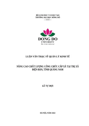 Luận văn thạc sĩ nâng cao chất lượng công chức cấp xã tại thị xã điện bàn tỉnh quảng nam
