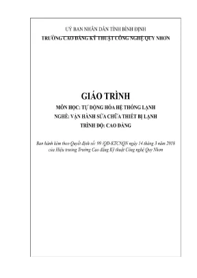 Giáo trình tự động hóa hệ thống lạnh nghề vận hành sửa chữa thiết bị lạnh trình độ cao đẳng cđ kỹ thuật công nghệ quy nhơn