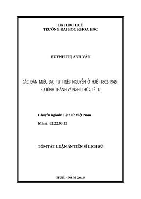 Luận án các đàn miếu đại tự triều nguyễn ở huế 1802 1945 sự hình thành và nghi thức tế tự copy copy