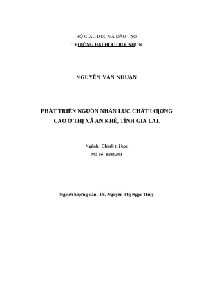 0616 phát triển nguồn nhân lực chất lượng cao ở thị xã an khê tỉnh gia lai luận văn tốt nghiệp