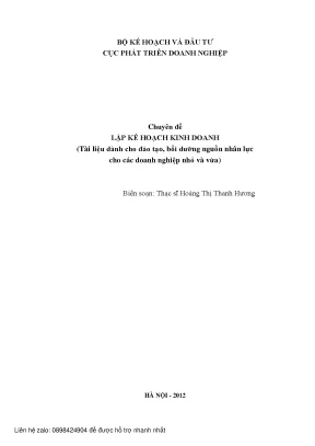 Chuyên đề lập kế hoạch kinh doanh biên soạn thạc sĩ hoàng thị thanh hương