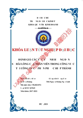Đánh giá các yếu tố ảnh hưởng đến sự hài lòng của nhân viên trong công việc tại công ty cổ phần phước hiệp thành