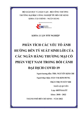 Phân tích các yếu tố ảnh hưởng đến tỷ suất sinh lời của các ngân hàng thương mại cổ phần việt nam trong bối cảnh đại dịch covid 19