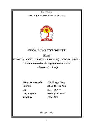 Công tác văn thư tại văn phòng hđnd và ubnd quận hoàn kiếm thành phố hà nội