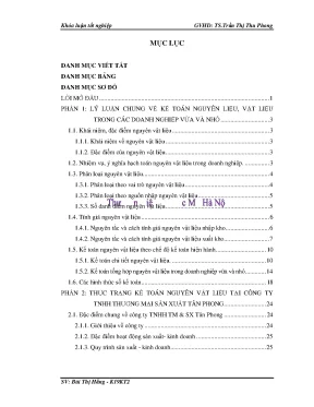 Hoàn thiện kế toán nguyên vật liệu tại công ty tnhh sản xuất và thương mại tân phong