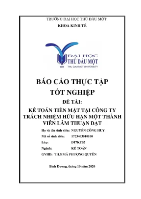 Khóa luận tốt nghiệp kế toán tiền mặt tại công ty trách nhiệm hữu hạn một thành viên lâm thuận đạt