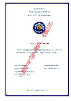 Phân tích tình hình tiêu thụ sản phẩm tại công ty tnhh minh quang trên địa bàn tỉnh quảng ngãi