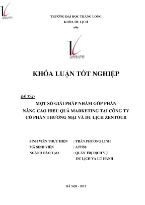 Một số giải pháp nhằm góp phần nâng cao hiệu quả marketing tại công ty cổ phần thương mại và du lịch zentour
