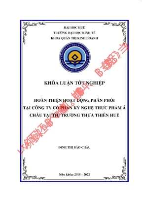 Hoàn thiện hoạt động kênh phân phối tại công ty cổ phẩn kỹ nghệ thực phẩm á châu tại thị trường thừa thiên huế