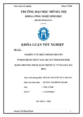 Nghiên cứu biến đổi di truyền ở một bệnh nhân mắc dị tật tim bẩm sinh bằng phương pháp giải trình tự vùng gen mã hóa