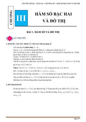 Chuyên đề hàm số bậc hai chân trời sáng tạo