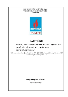 Giáo trình phần điện nhà máy điện và trạm biến áp nghề vận hành nhà máy nhiệt điện trình độ trung cấp
