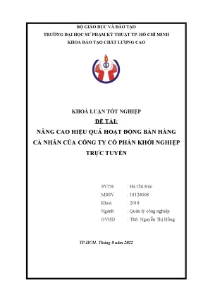 Khoá luận tốt nghiệp đề tài nâng cao hiệu quả hoạt động bán hàng cá nhân của công ty cổ phần khởi nghiệp trực tuyến
