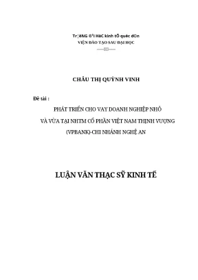 Luận văn thạc sĩ phát triển cho vay dnhà nướcvàv tại ngân hàng thương mại cổ phần việt nam thịnh vượng vpbank chi nhánh nghệ an 2