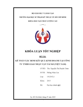Kế toán xác định kết quả kinh doanh tại công ty tnhh giao nhận vận tải mj việt nam