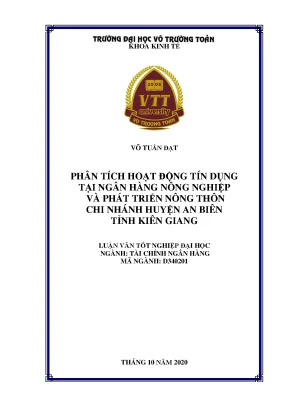 Phân tích hoạt động tín dụng tại ngân hàng nông nghiệp và phát triển nông thôn chi nhánh huyện an biên tỉnh kiên giang